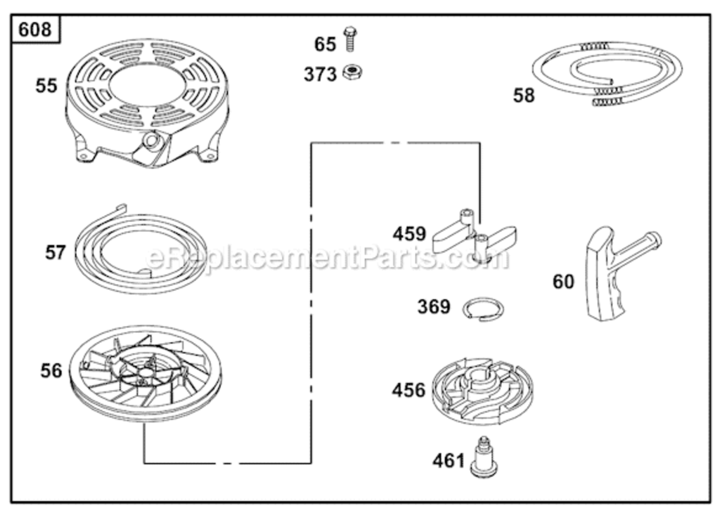 Page H Diagram and Parts List for 12A800 0100, 0413, 0414, 0508, 0511, 0512, 0513, 0514, 0600, 0611, 061 Briggs and Stratton Engine
